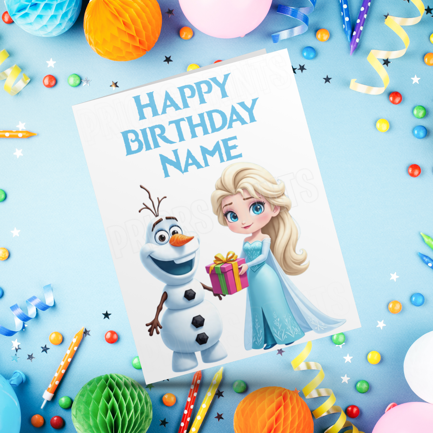 Personalised Cute Frozen Birthday Card I Princess