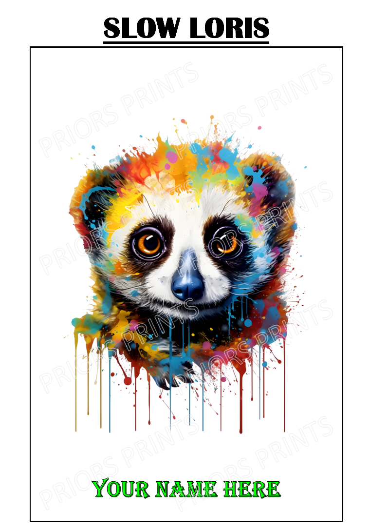 Animal Ink Splash Personalised A4 Name Print