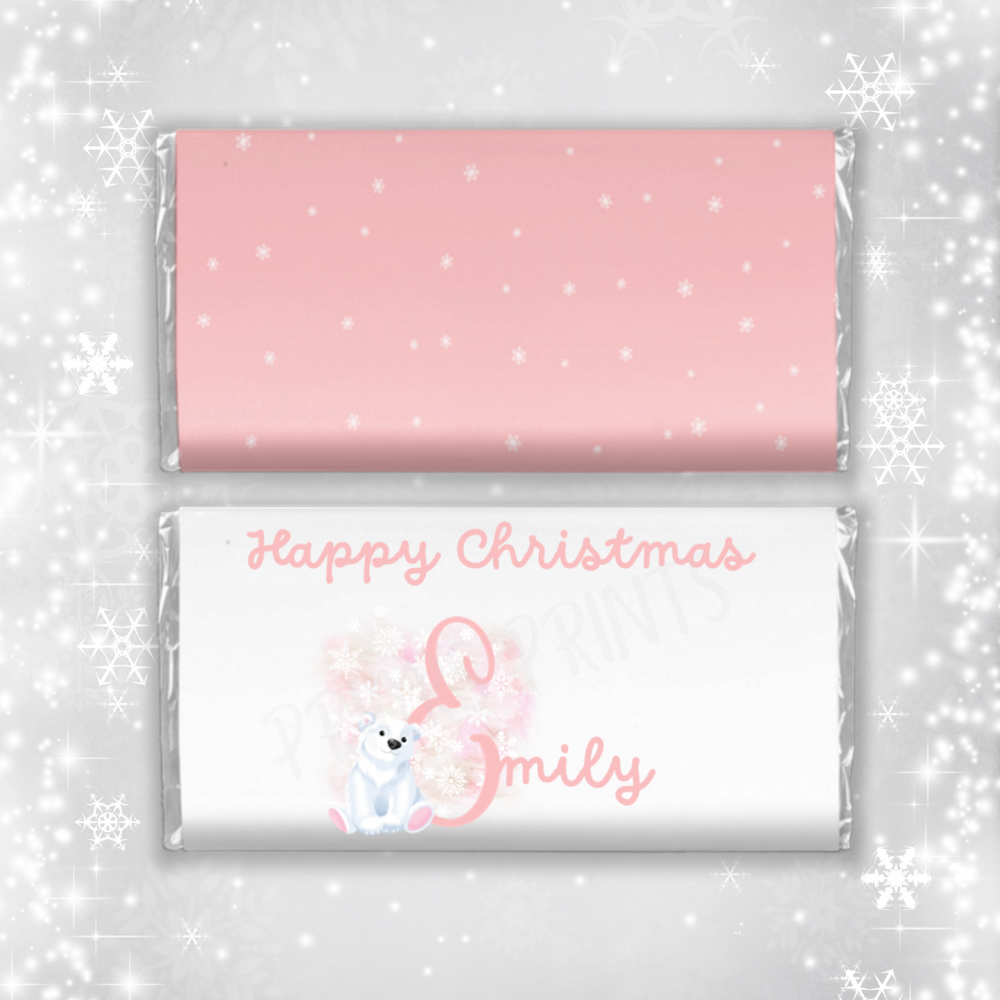 Personalised Polar Bear Christmas Chocolate Bar Wrapper