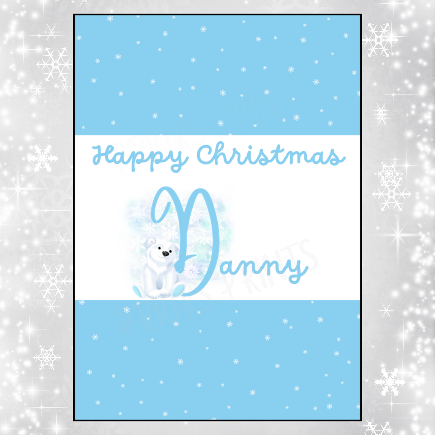 Personalised Polar Bear Christmas Chocolate Bar Wrapper