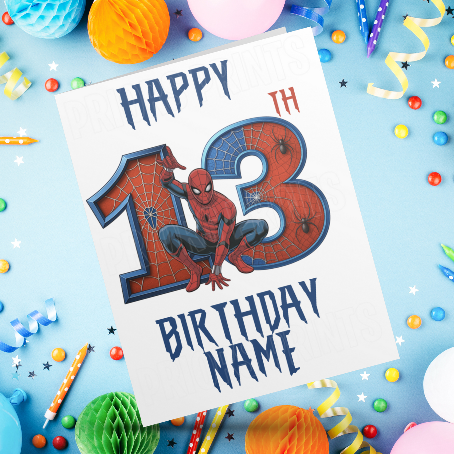 Personalised Spiderman Birthday Card with Age 3-13 Years (Marvel)