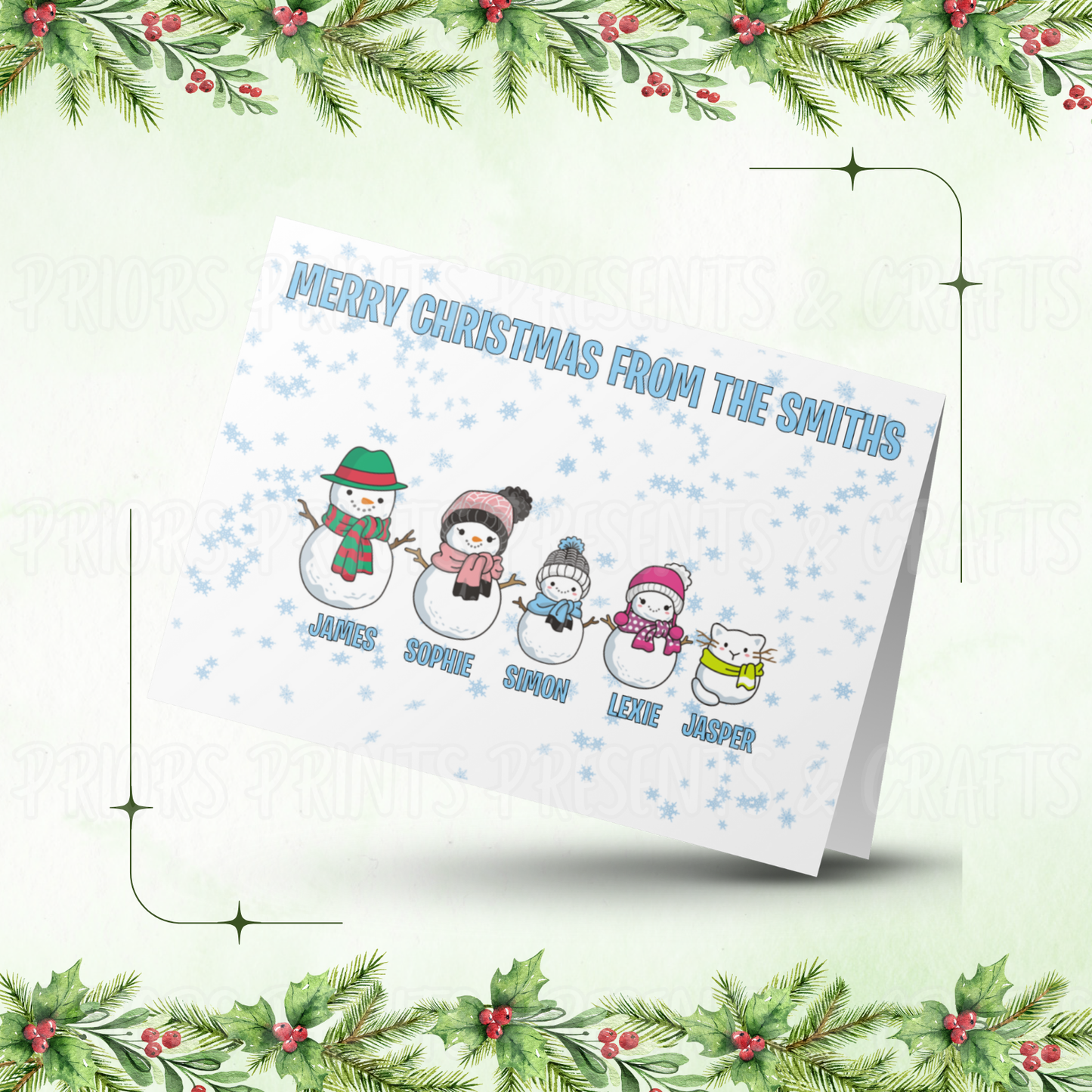 Personalised Snowman Family Christmas Card