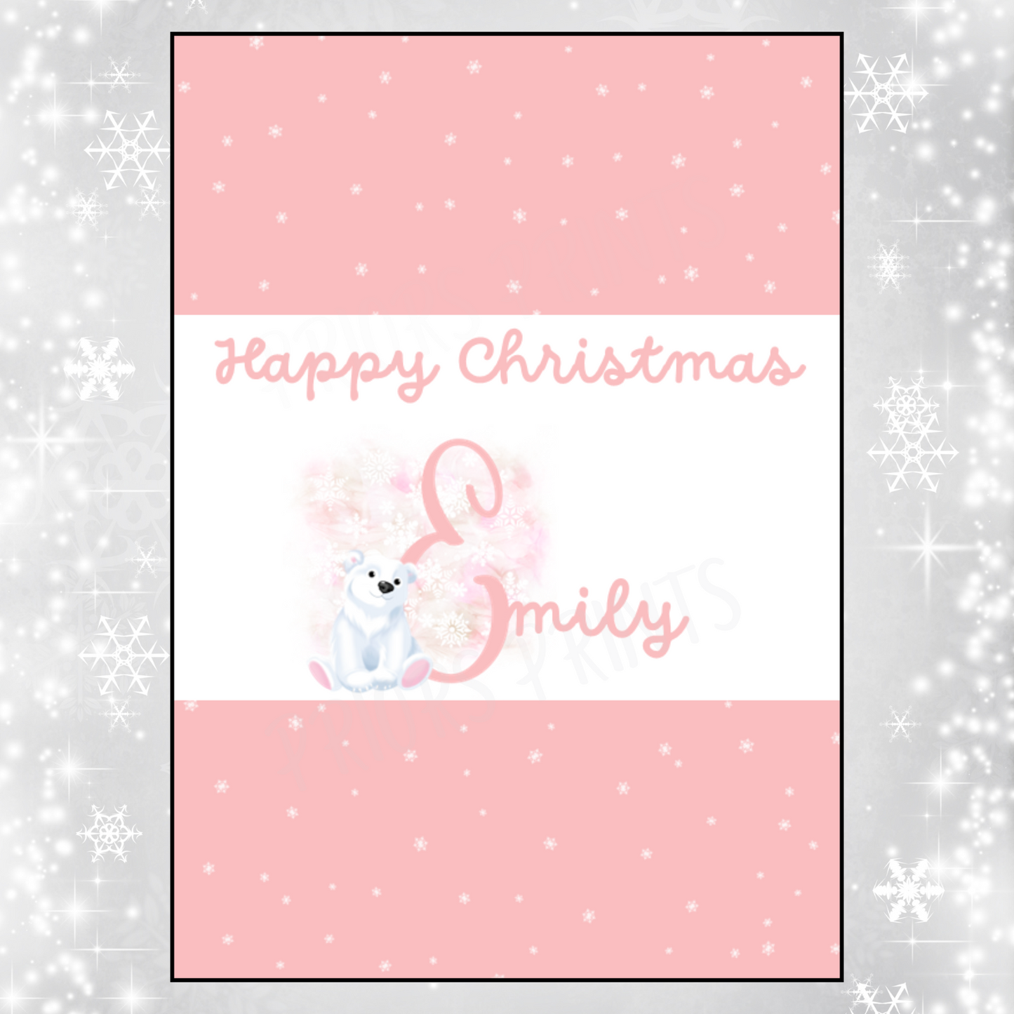 Personalised Polar Bear Christmas Chocolate Bar Wrapper