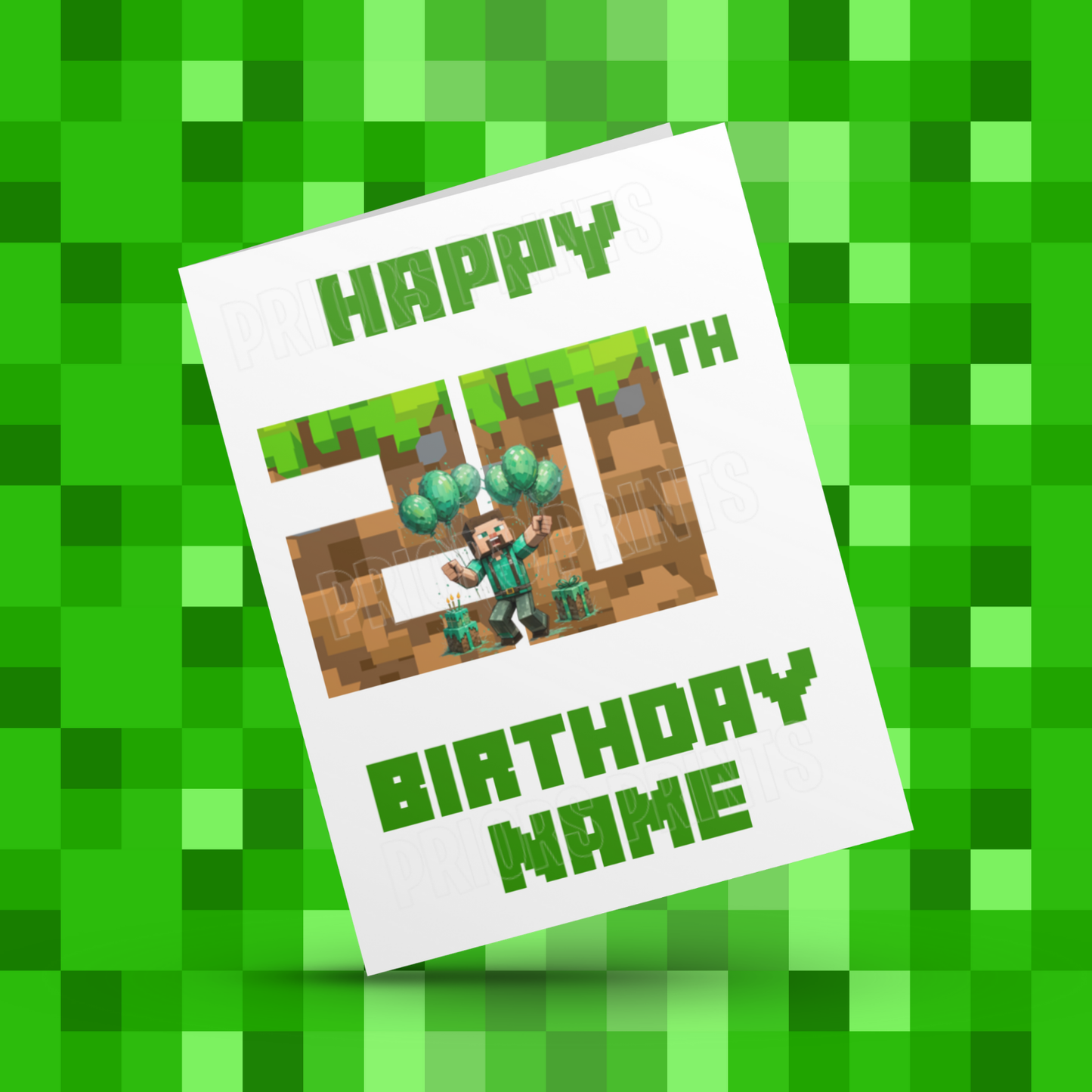 Personalised Minecraft Birthday Card with Age 1-20 Years