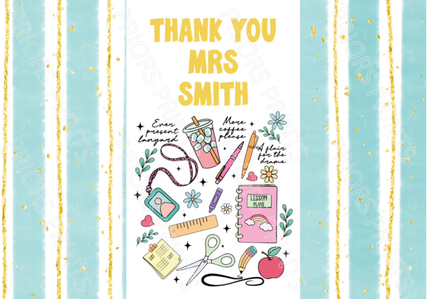 Personalised Teacher Chocolate Bar Wrapper- with space to add Name