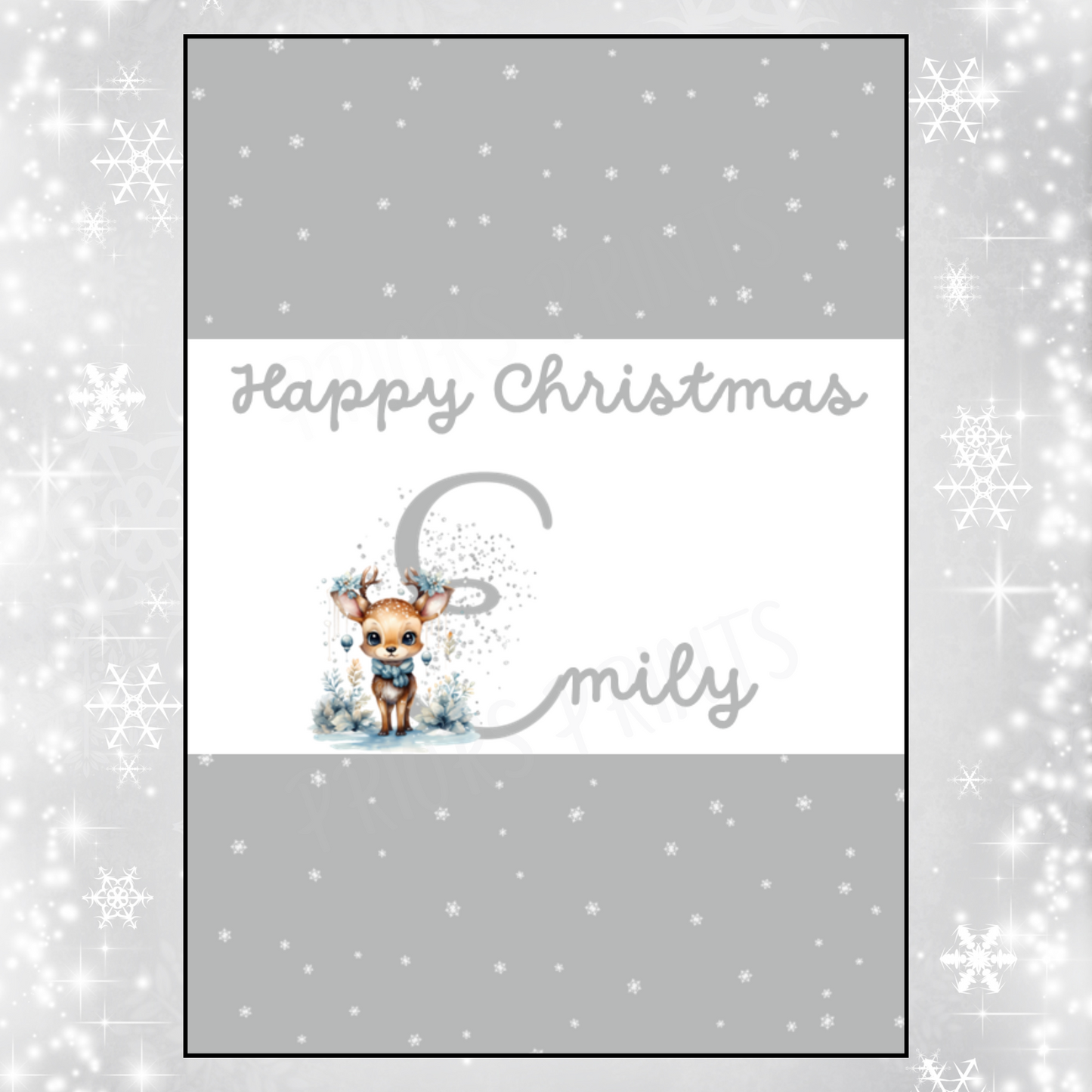Personalised Reindeer Christmas Chocolate Bar Wrapper