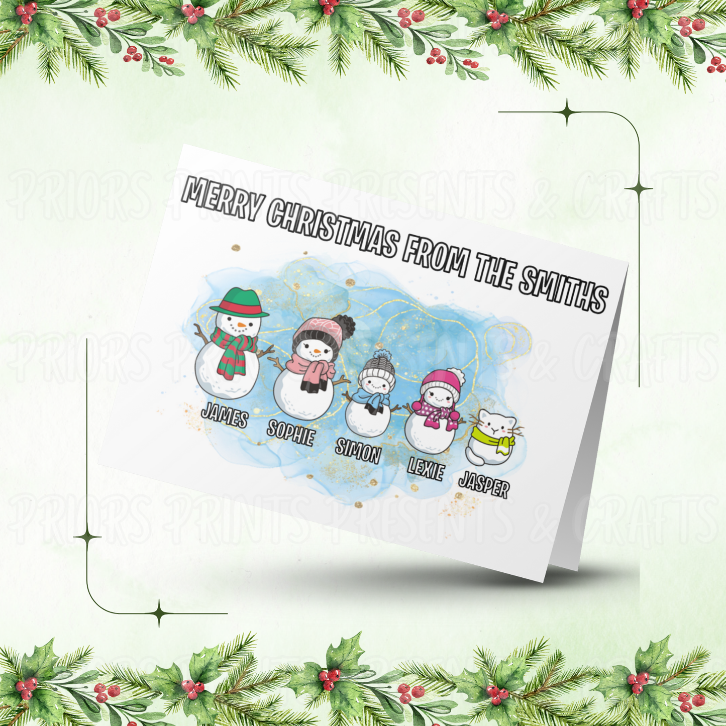 Personalised Snowman Family Christmas Card