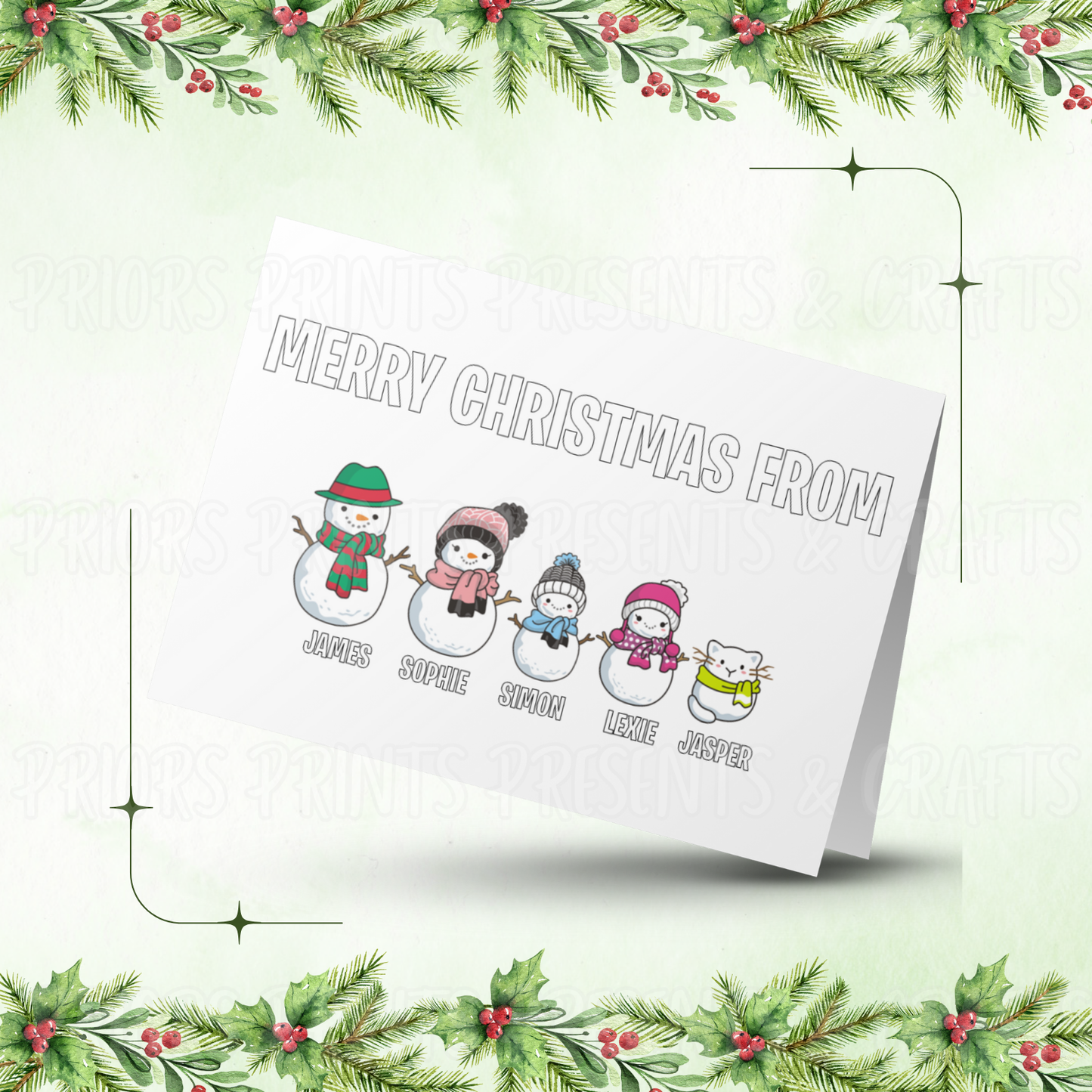 Personalised Snowman Family Christmas Card