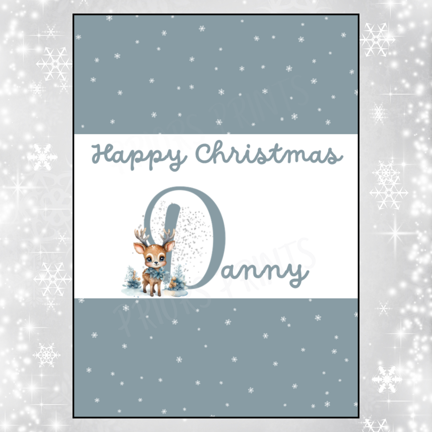 Personalised Reindeer Christmas Chocolate Bar Wrapper