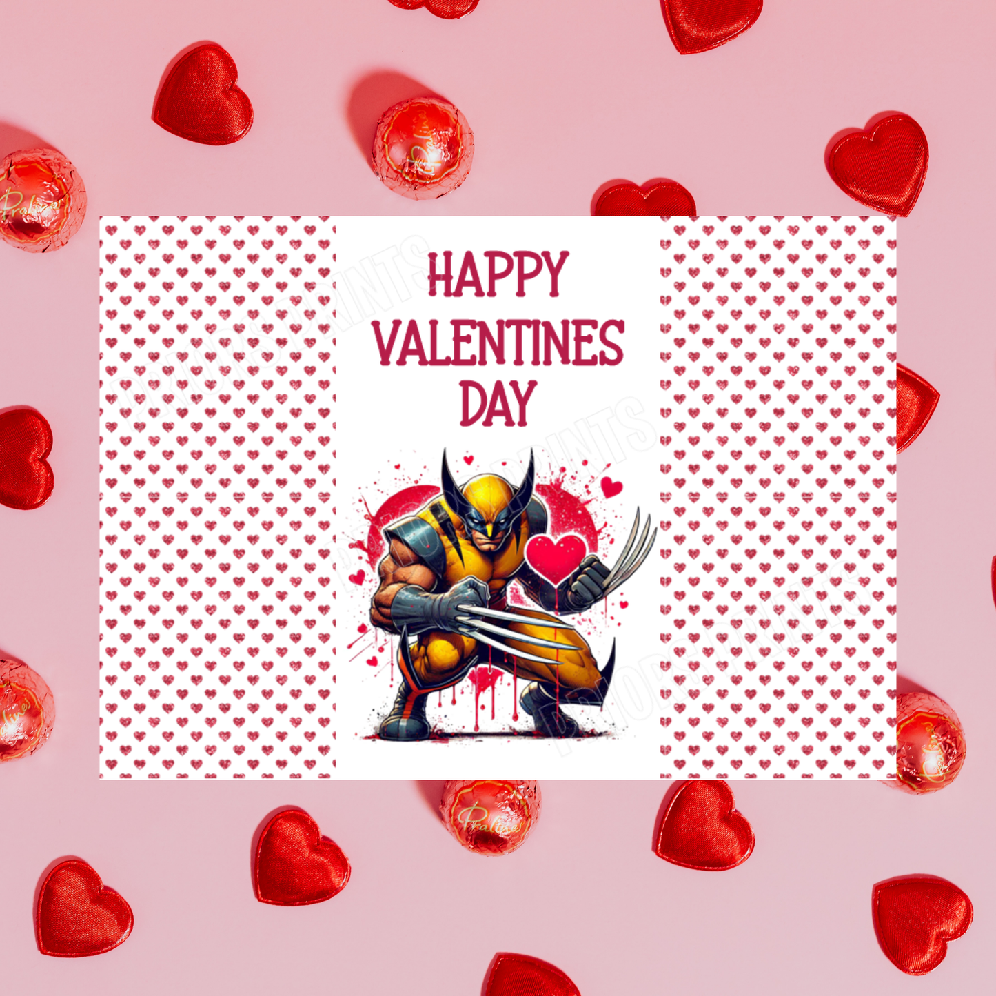 Superhero Valentines Day Chocolate Bar Wrappers Batman I Black Panther I Superman I Captain America I Hulk I Iron Man I Spiderman Wolverine