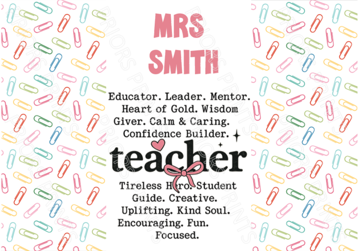 Personalised Teacher Chocolate Bar Wrapper- with space to add Name