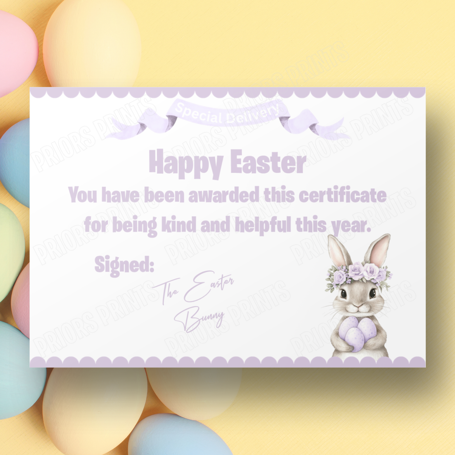 Easter Bunny A4 Certificate