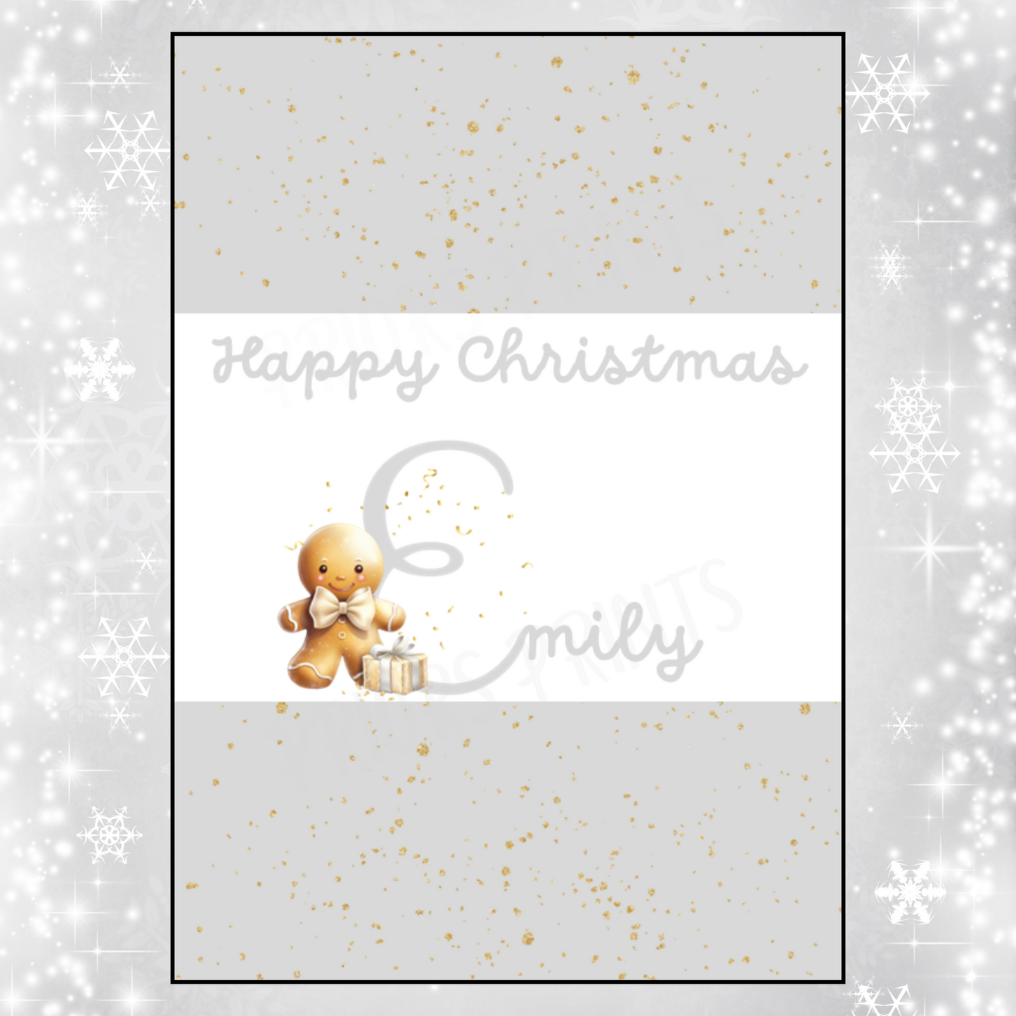Personalised Gingerbread Person Christmas Chocolate Bar Wrapper