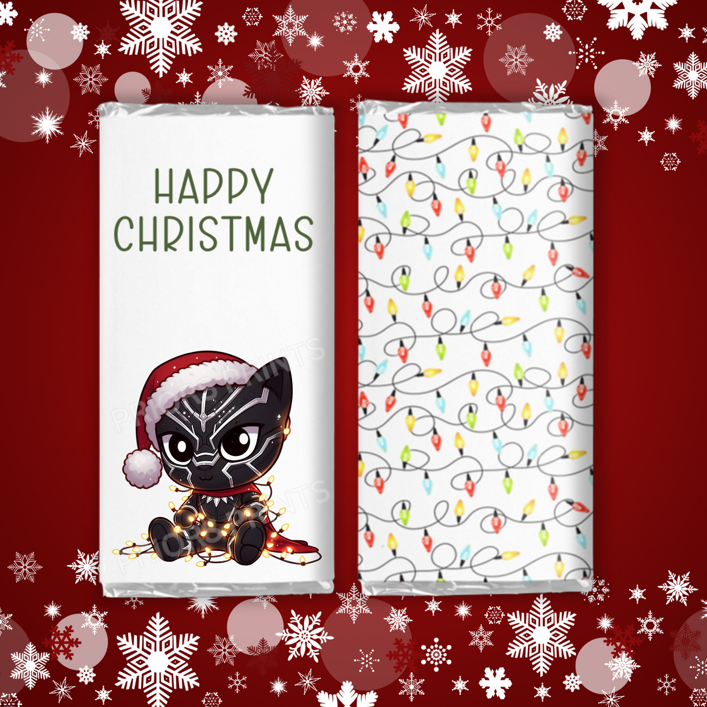 Characters in Christmas Lights Chocolate Bar Wrapper
