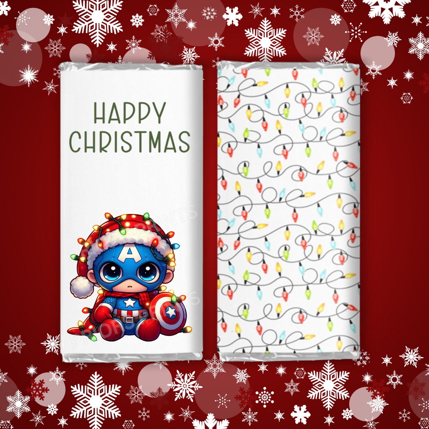 Characters in Christmas Lights Chocolate Bar Wrapper