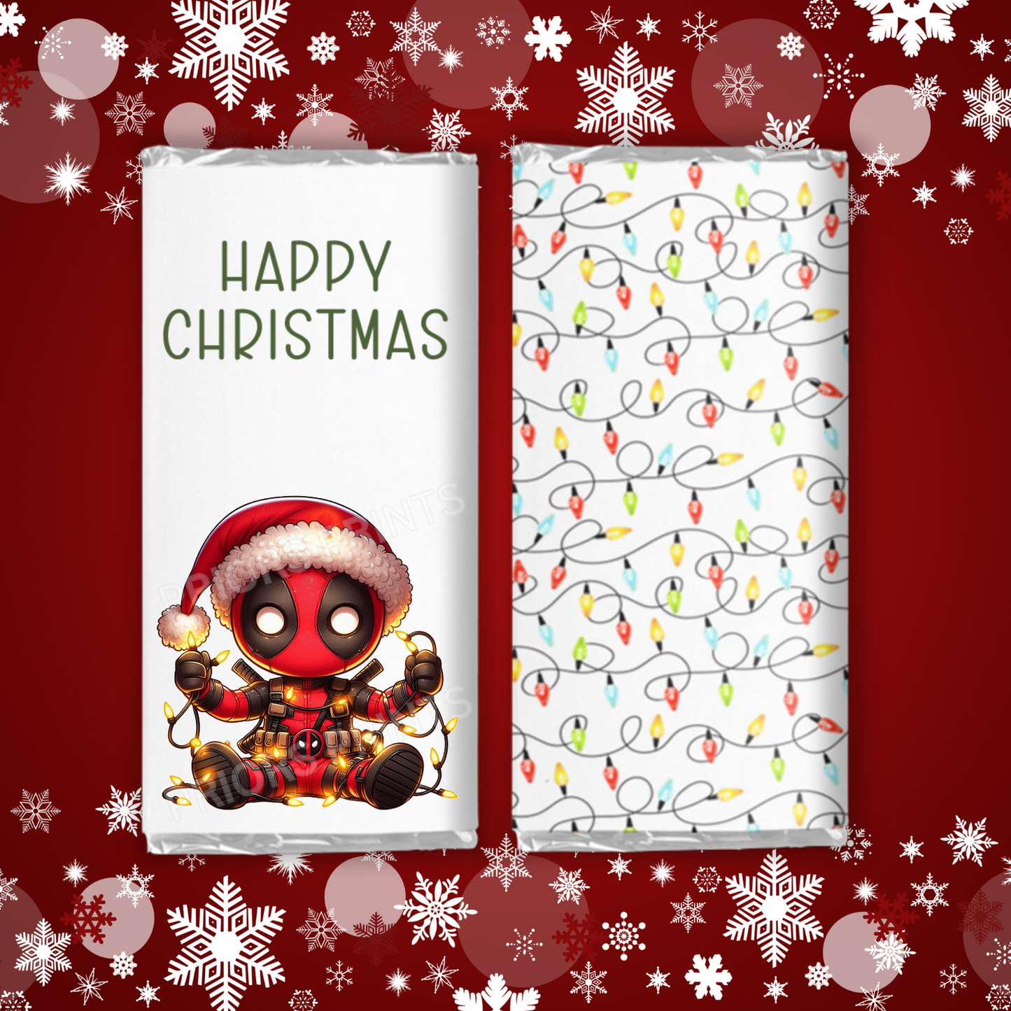 Characters in Christmas Lights Chocolate Bar Wrapper
