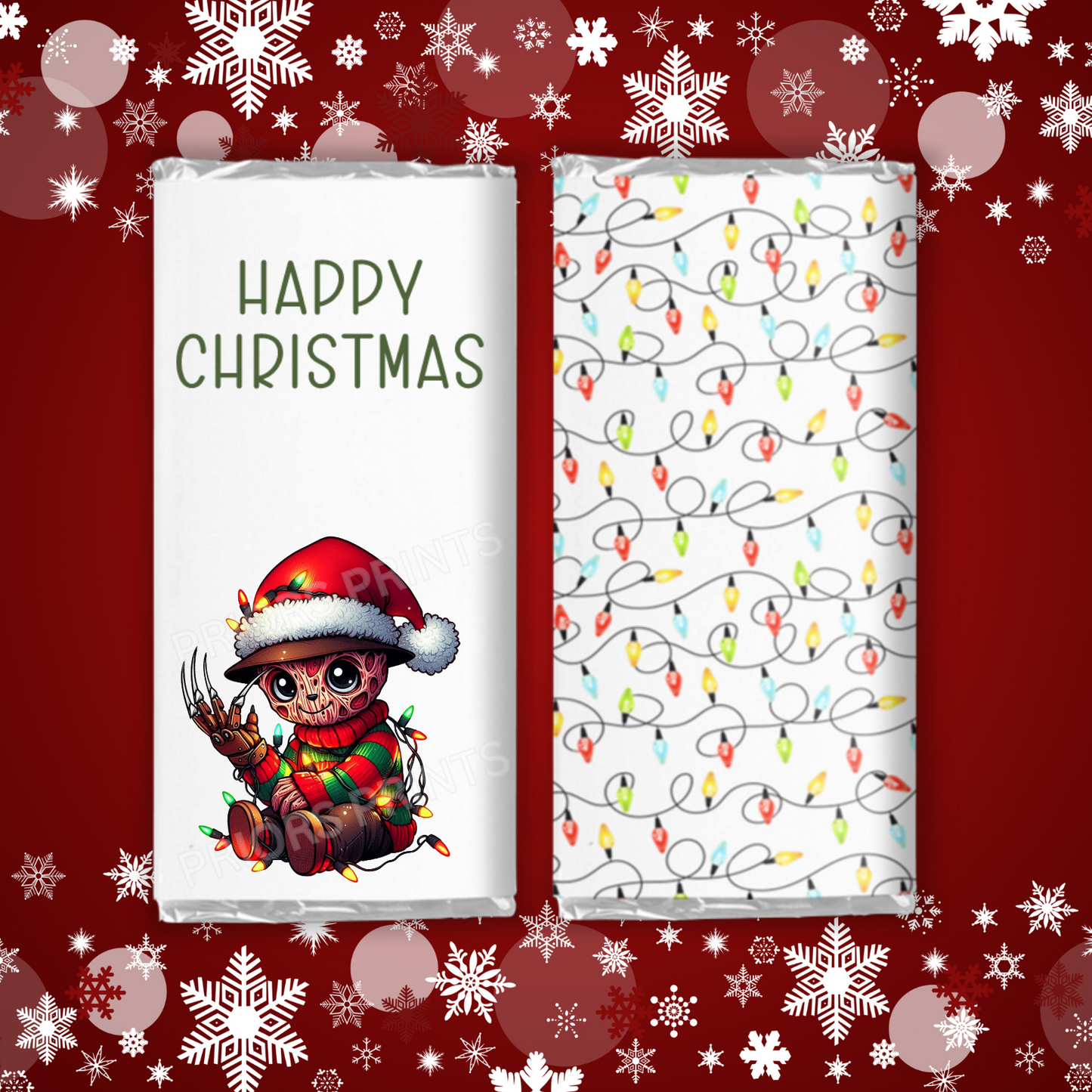 Characters in Christmas Lights Chocolate Bar Wrapper
