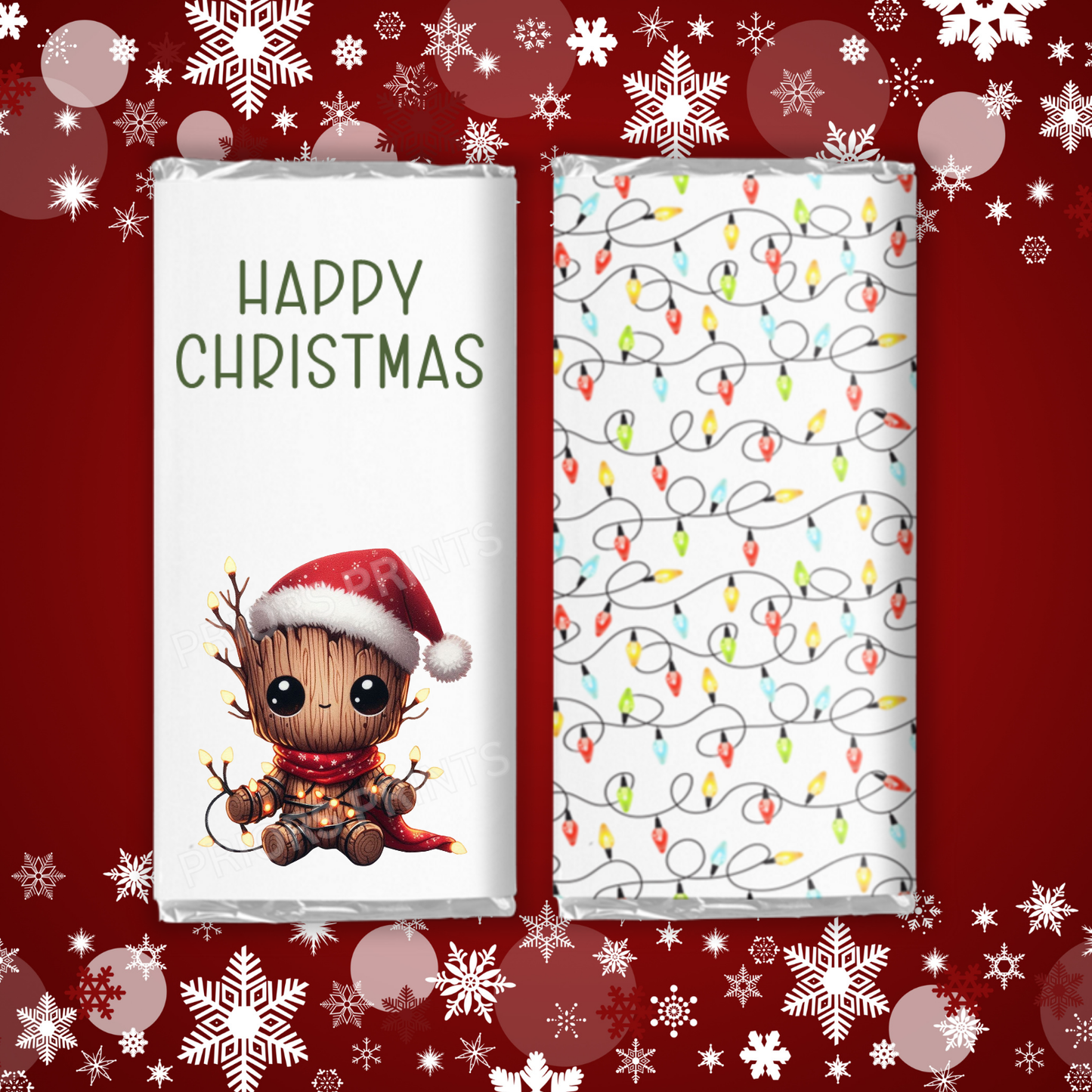 Characters in Christmas Lights Chocolate Bar Wrapper