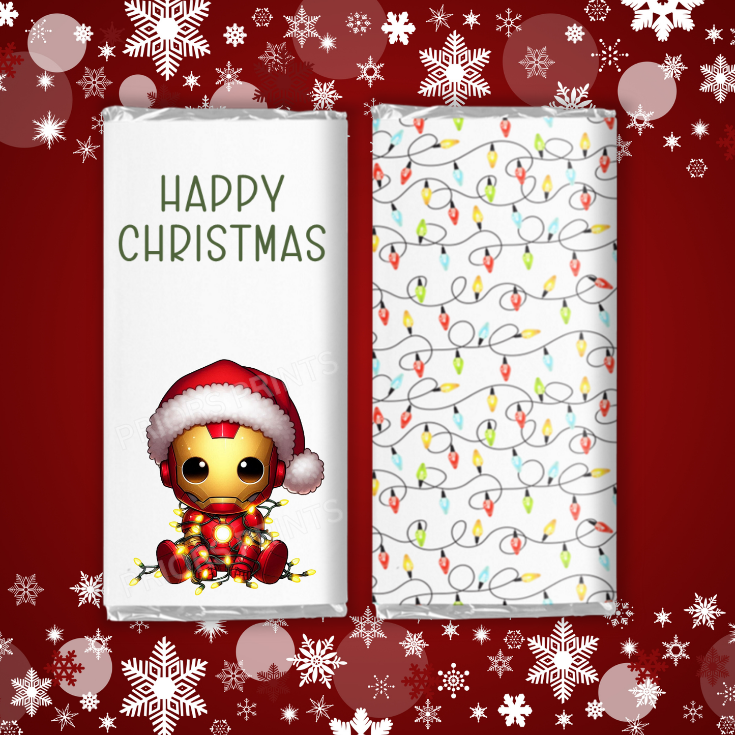 Characters in Christmas Lights Chocolate Bar Wrapper