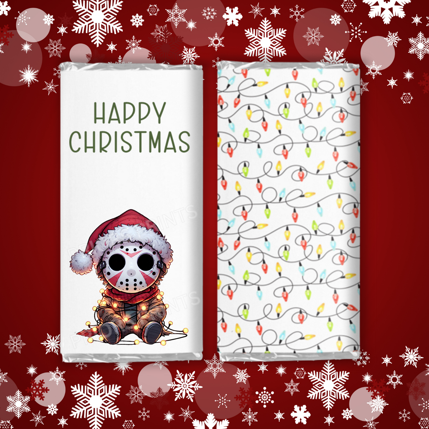 Characters in Christmas Lights Chocolate Bar Wrapper