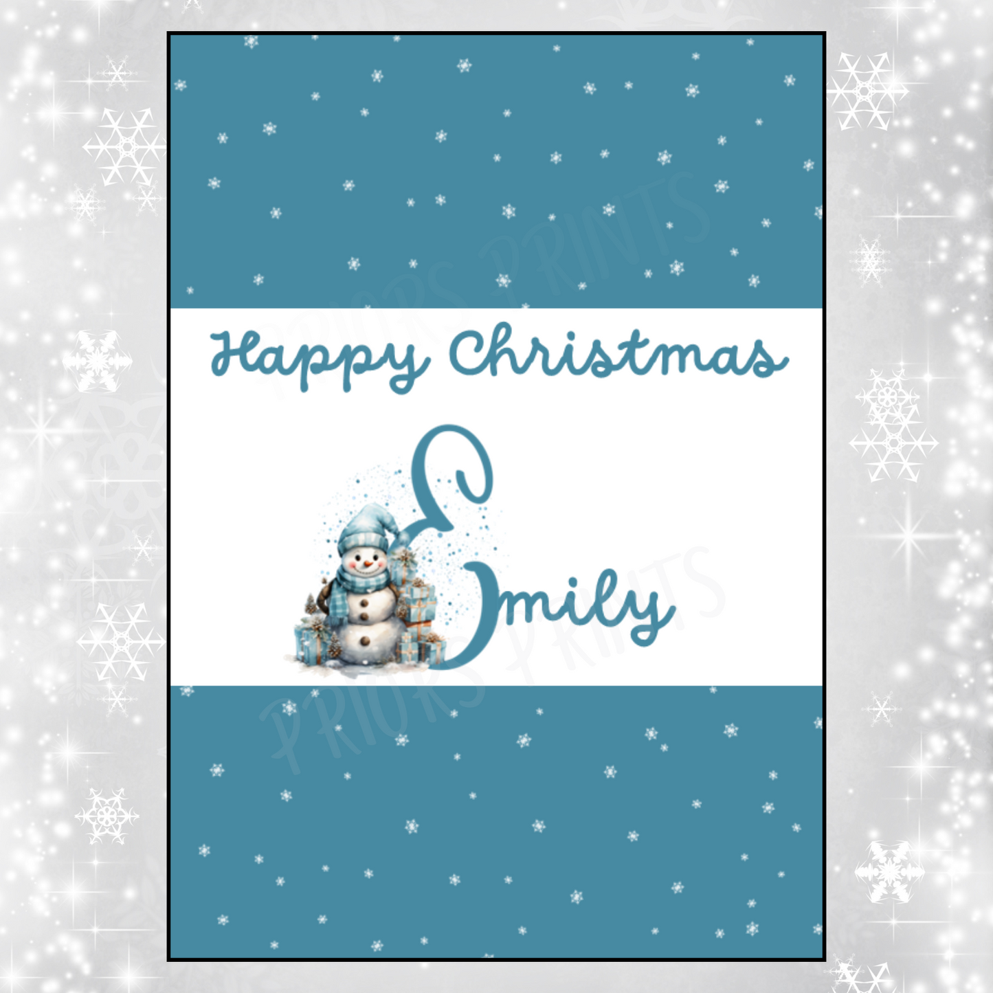 Personalised Snowman Christmas Chocolate Bar Wrapper