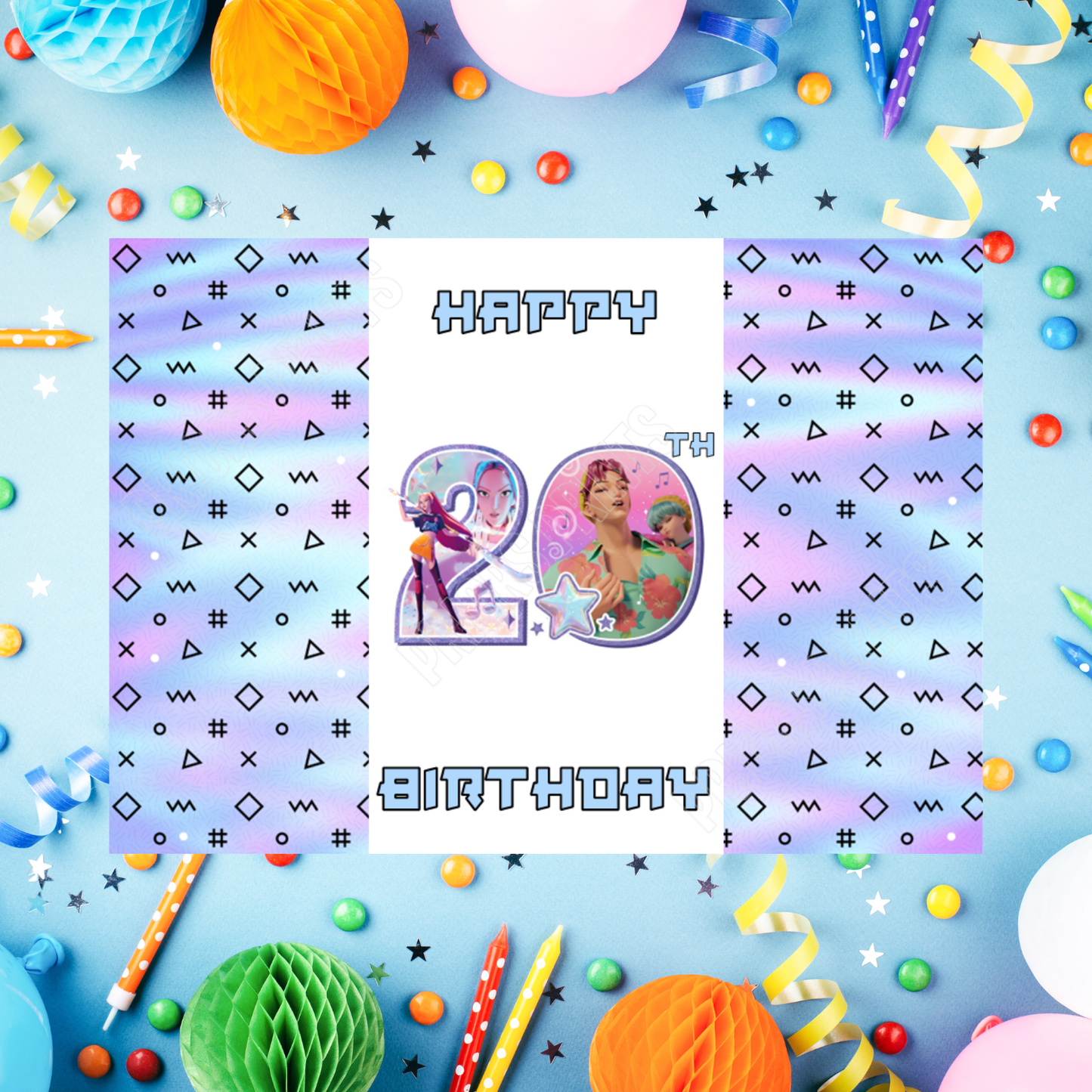 K-Pop Birthday Chocolate Bar Wrapper with Age 4-20 Years K Pop