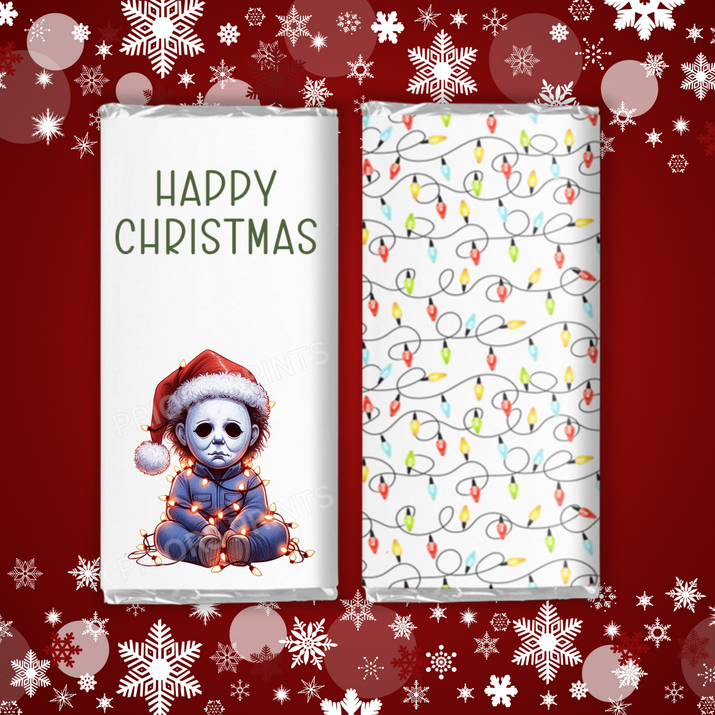 Characters in Christmas Lights Chocolate Bar Wrapper
