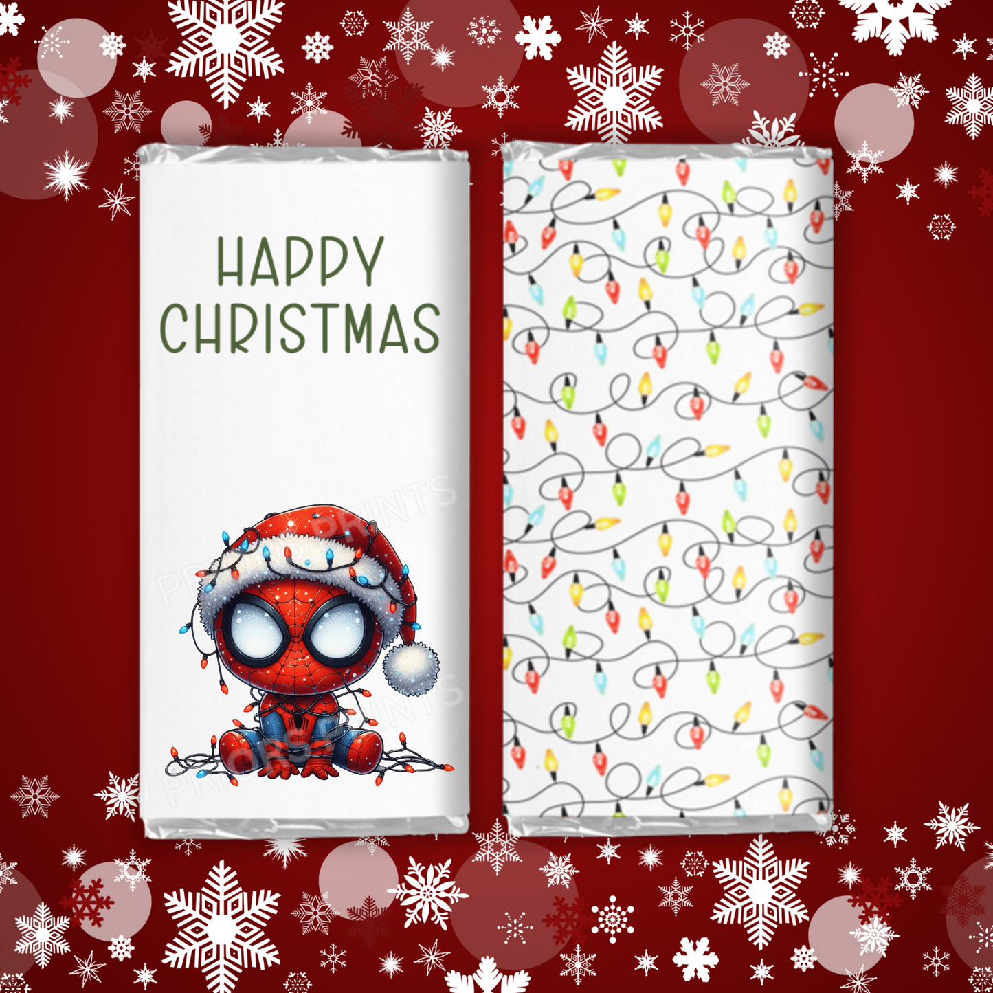 Characters in Christmas Lights Chocolate Bar Wrapper