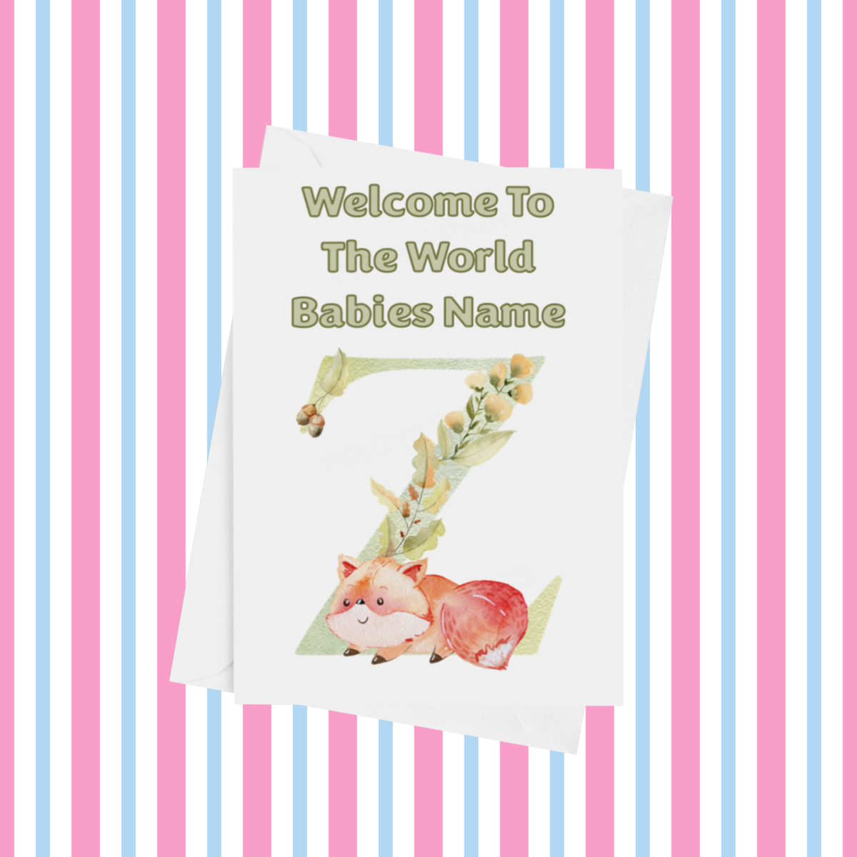 Welcome To The World Fox Personalised Card for New Baby