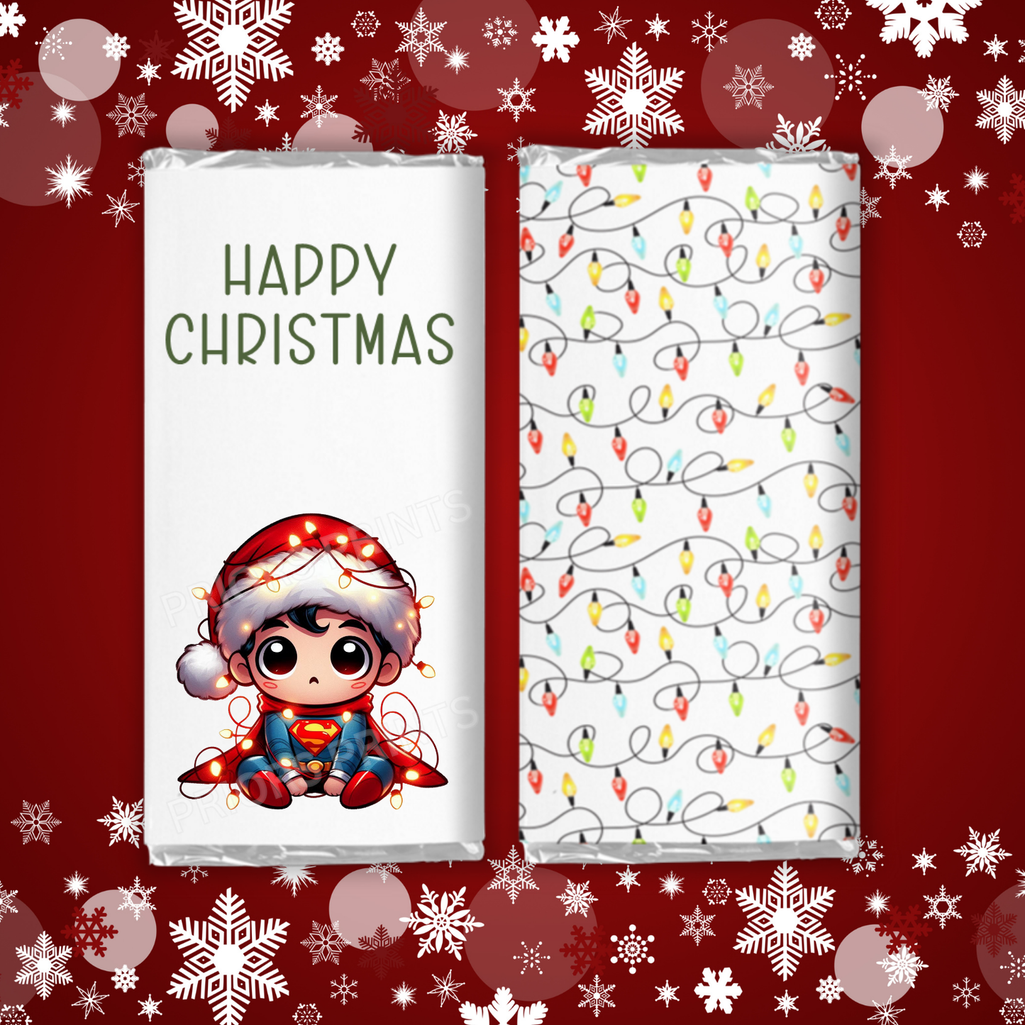 Characters in Christmas Lights Chocolate Bar Wrapper