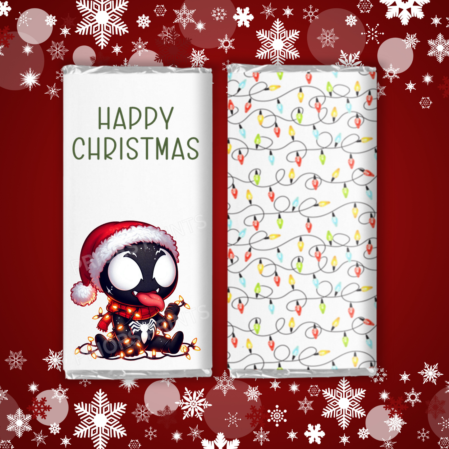 Characters in Christmas Lights Chocolate Bar Wrapper