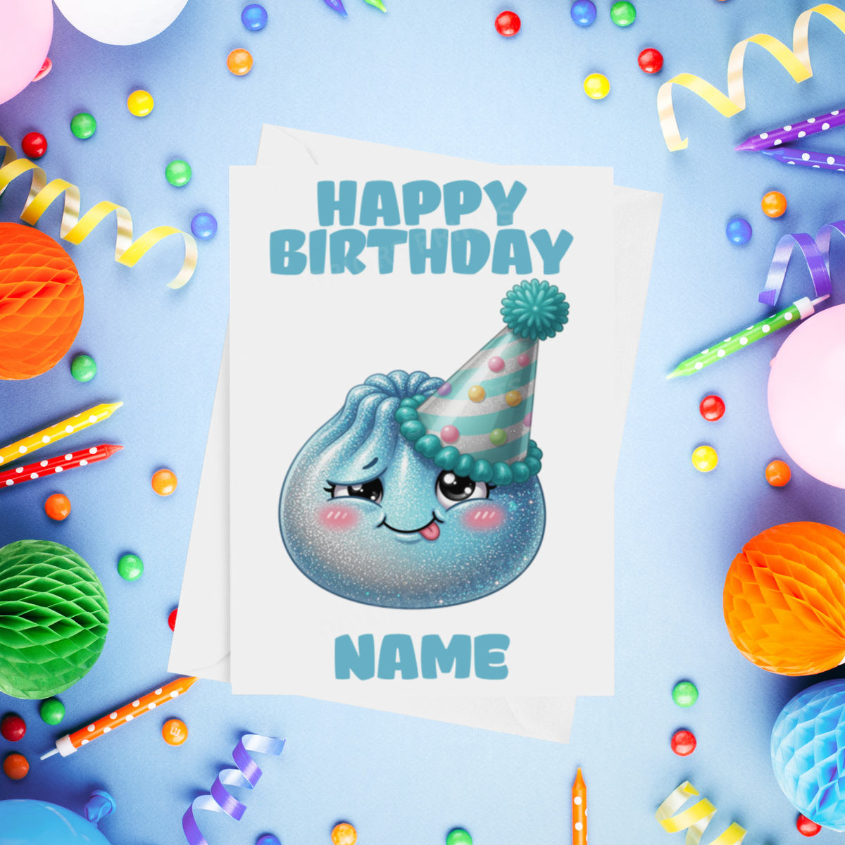 Personalised Glitter Dumplings Birthday Card