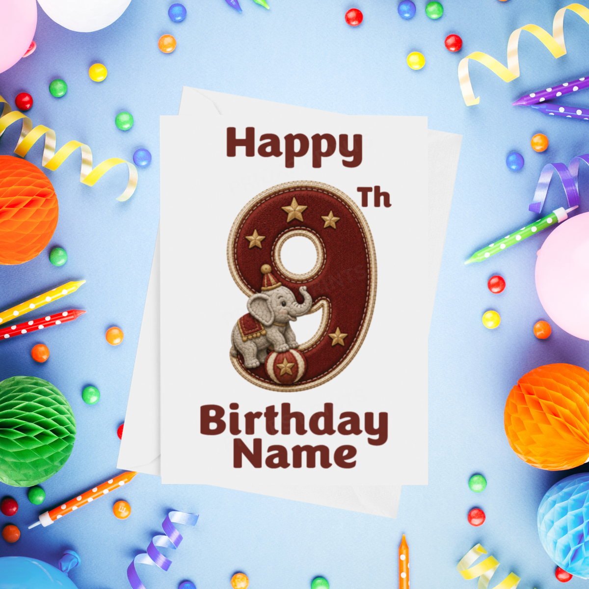 Circus Personalised Birthday Card Ages 1-9