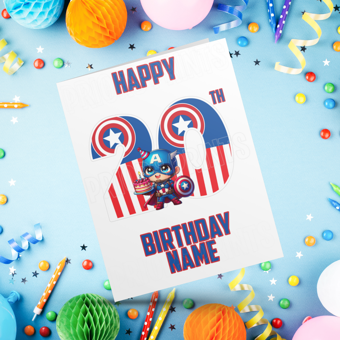 Personalised Captain America Birthday Card with age 1-20 I Marvel I Superhero