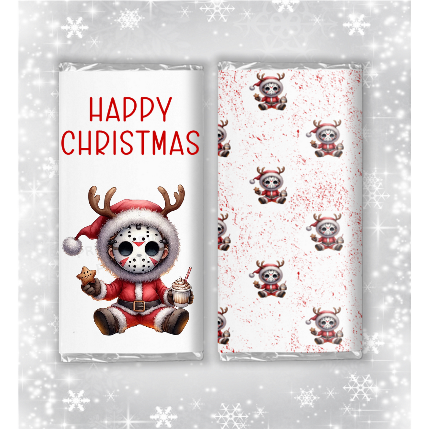 Horror Characters Christmas Chocolate Bar Wrapper