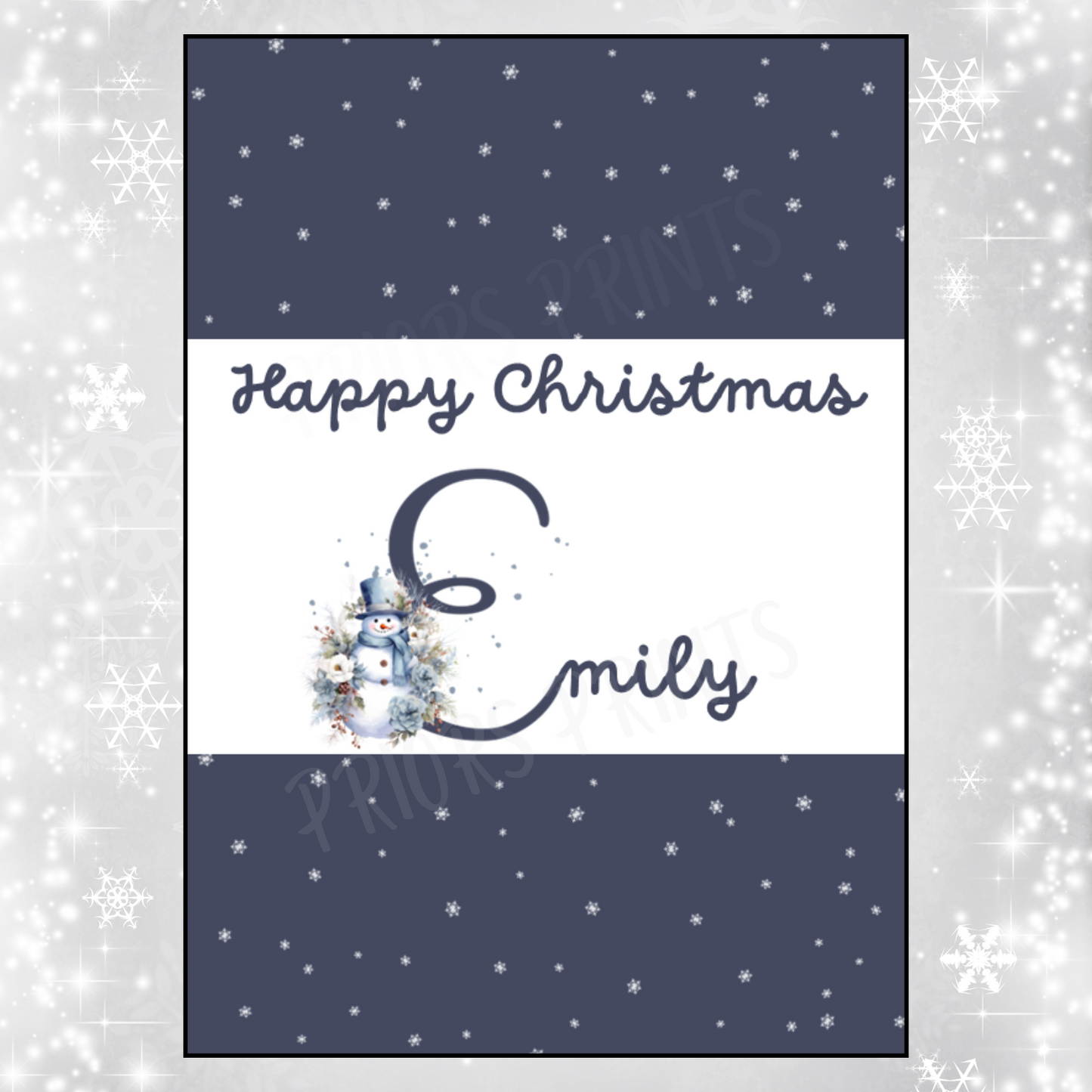 Personalised Snowman Christmas Chocolate Bar Wrapper