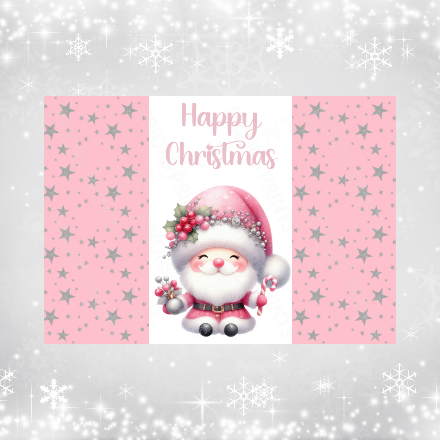 Pink & Silver Christmas Chocolate Bar Wrapper