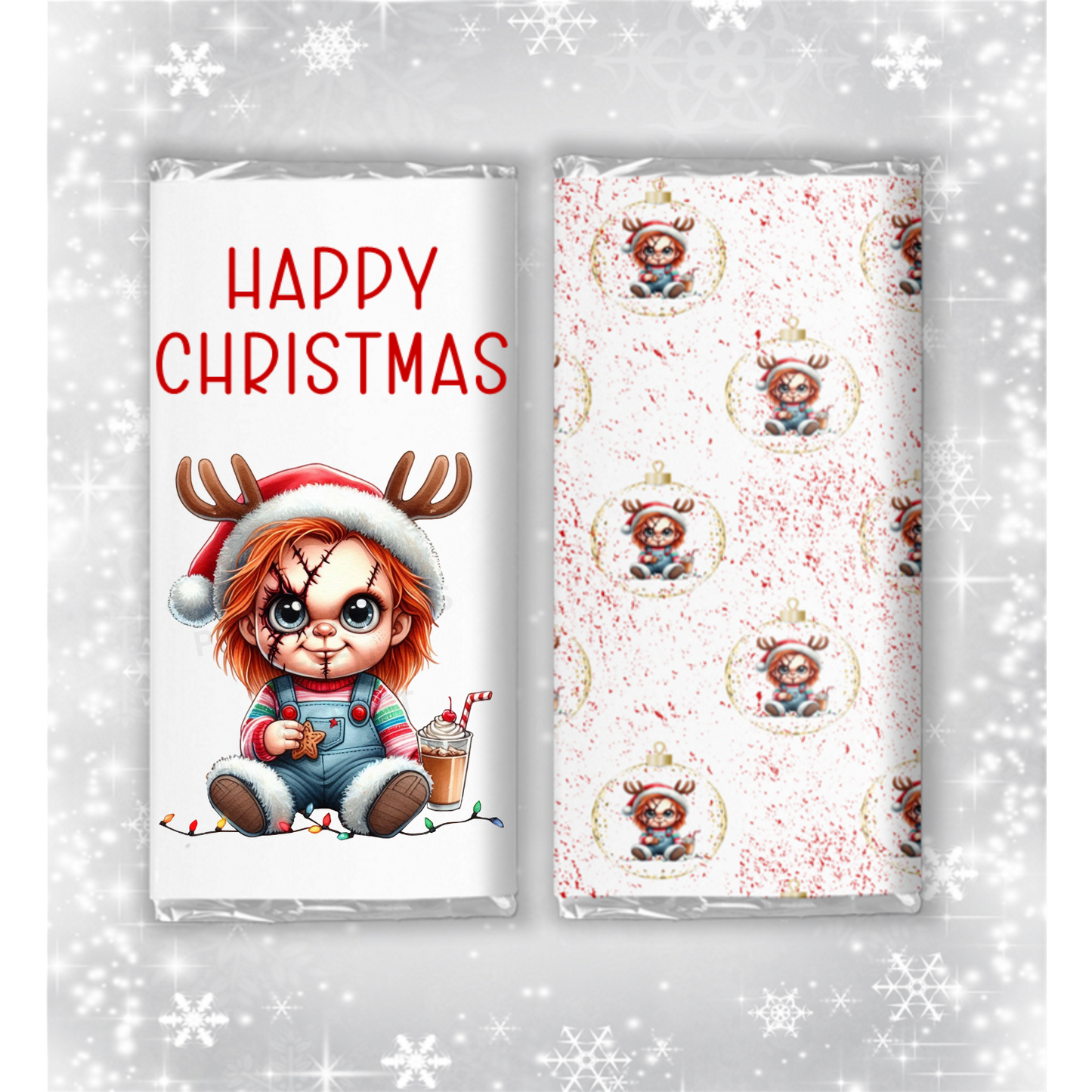 Horror Characters Christmas Chocolate Bar Wrapper