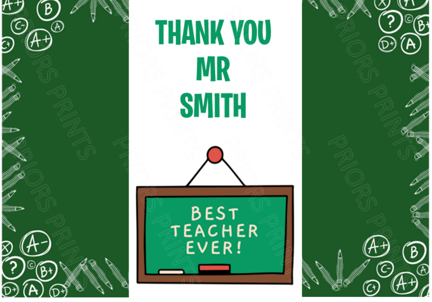 Personalised Teacher Chocolate Bar Wrapper- with space to add Name