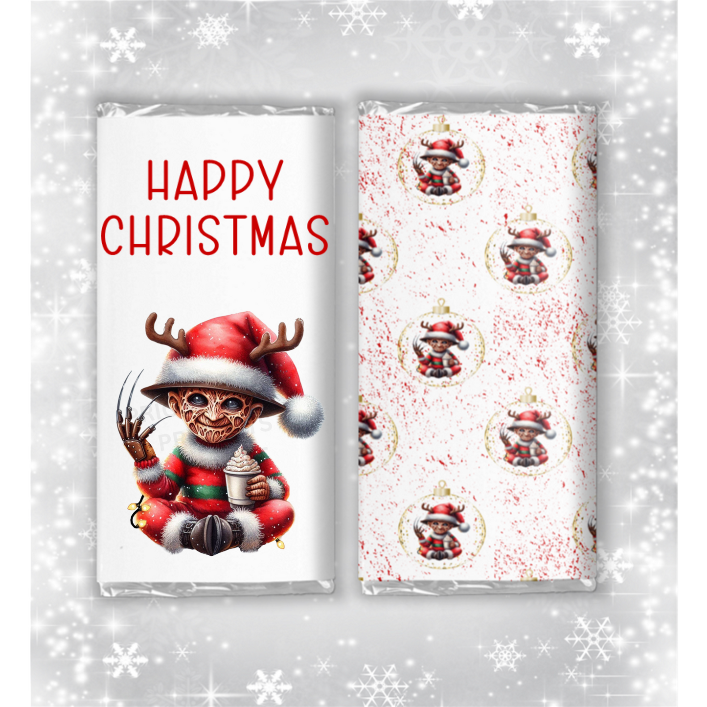 Horror Characters Christmas Chocolate Bar Wrapper