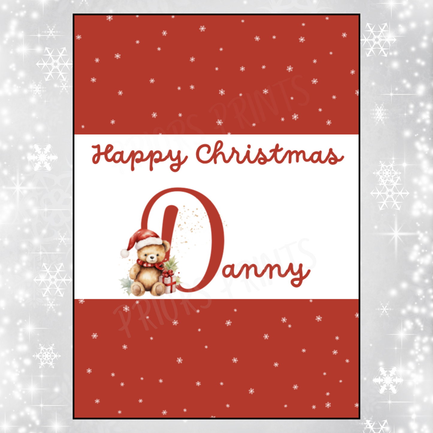 Personalised Teddy Bear Christmas Chocolate Bar Wrapper