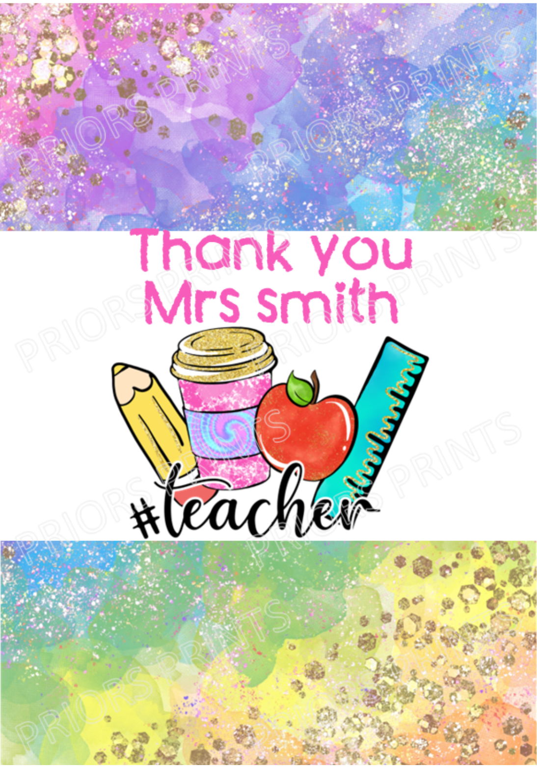 Personalised Teacher Chocolate Bar Wrapper- with space to add Name