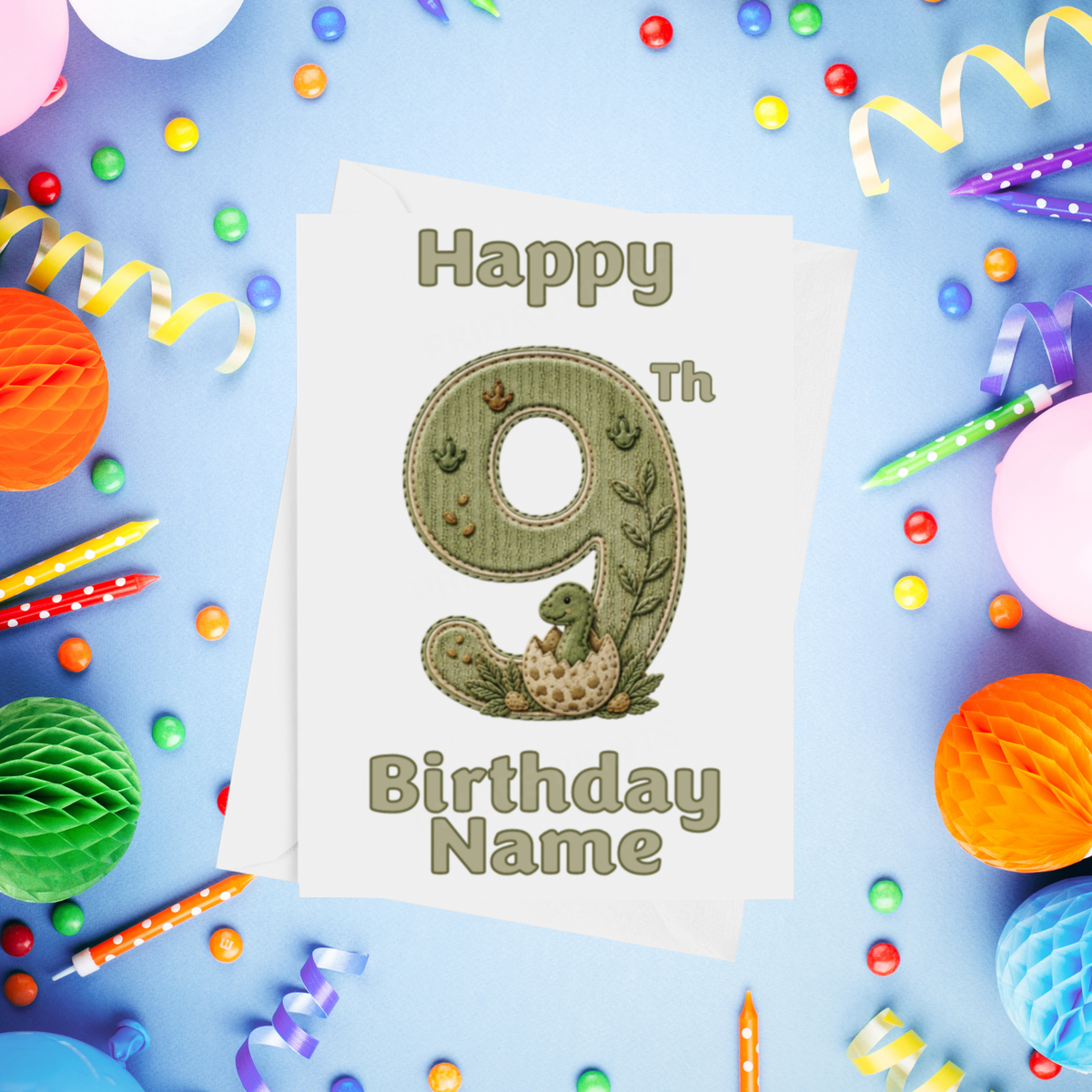 Dino Personalised Birthday Card Ages 1-9