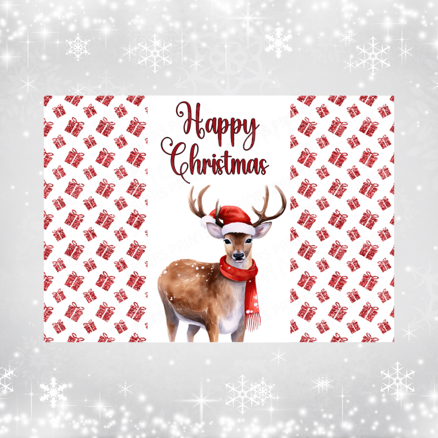 Red Santa & Reindeer Christmas Chocolate Bar Wrapper