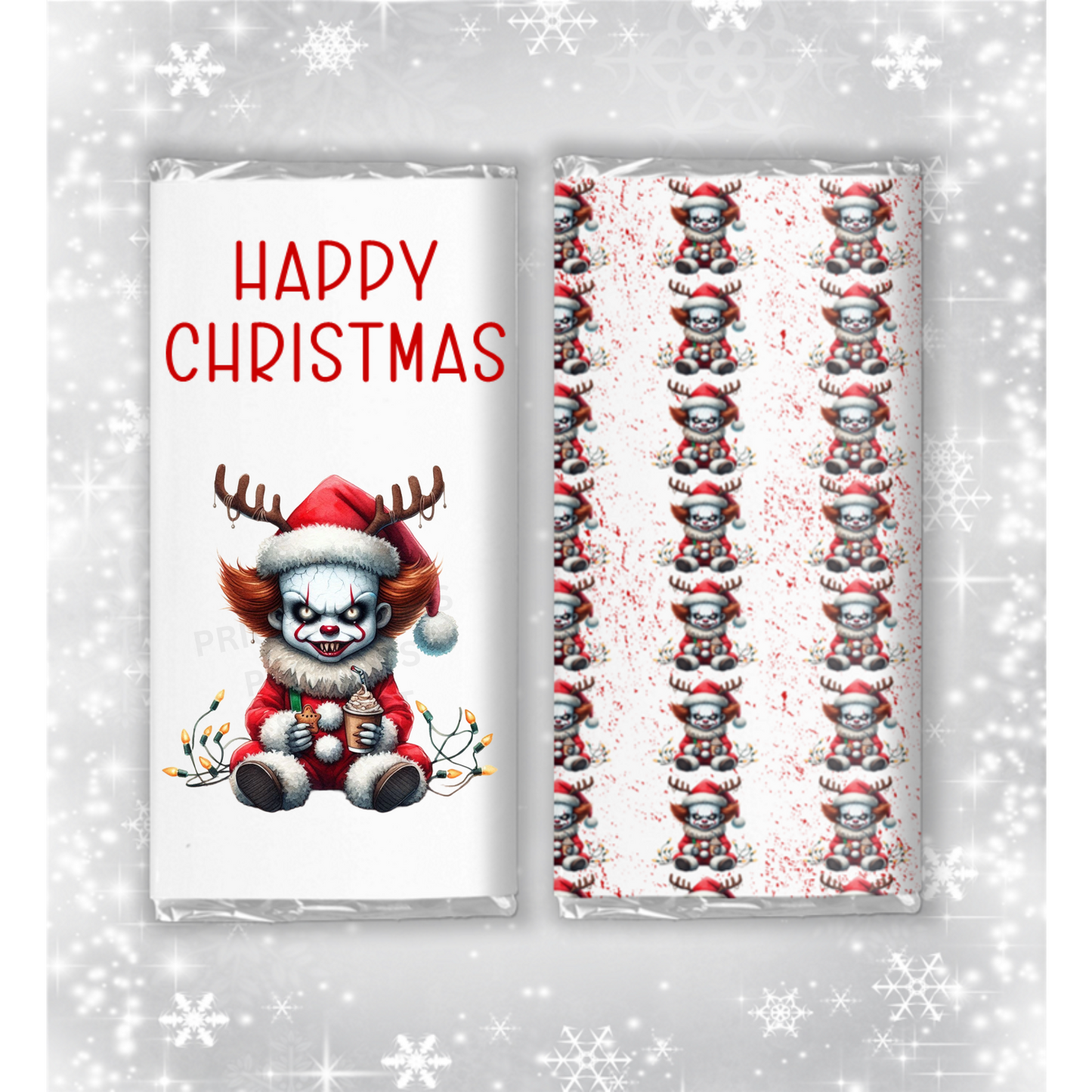 Horror Characters Christmas Chocolate Bar Wrapper