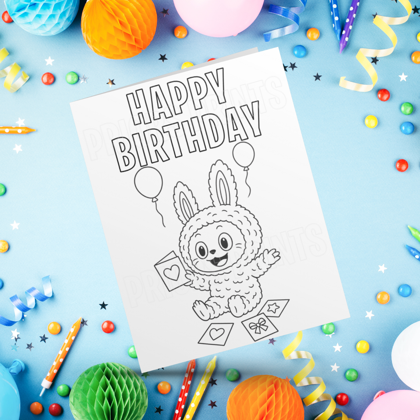 Colour Your Own Labubu Birthday Card