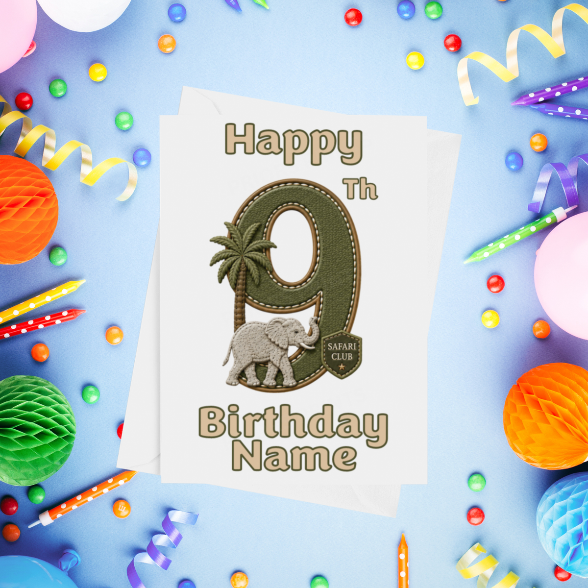 Safari Personalised Birthday Card Ages 1-9