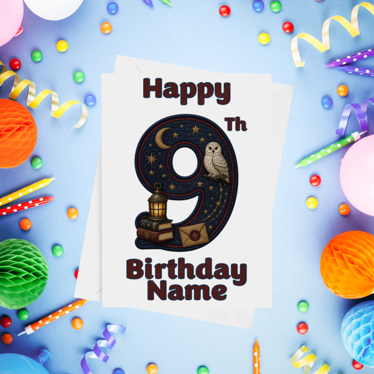 Wizard Personalised Birthday Card Ages 1-9