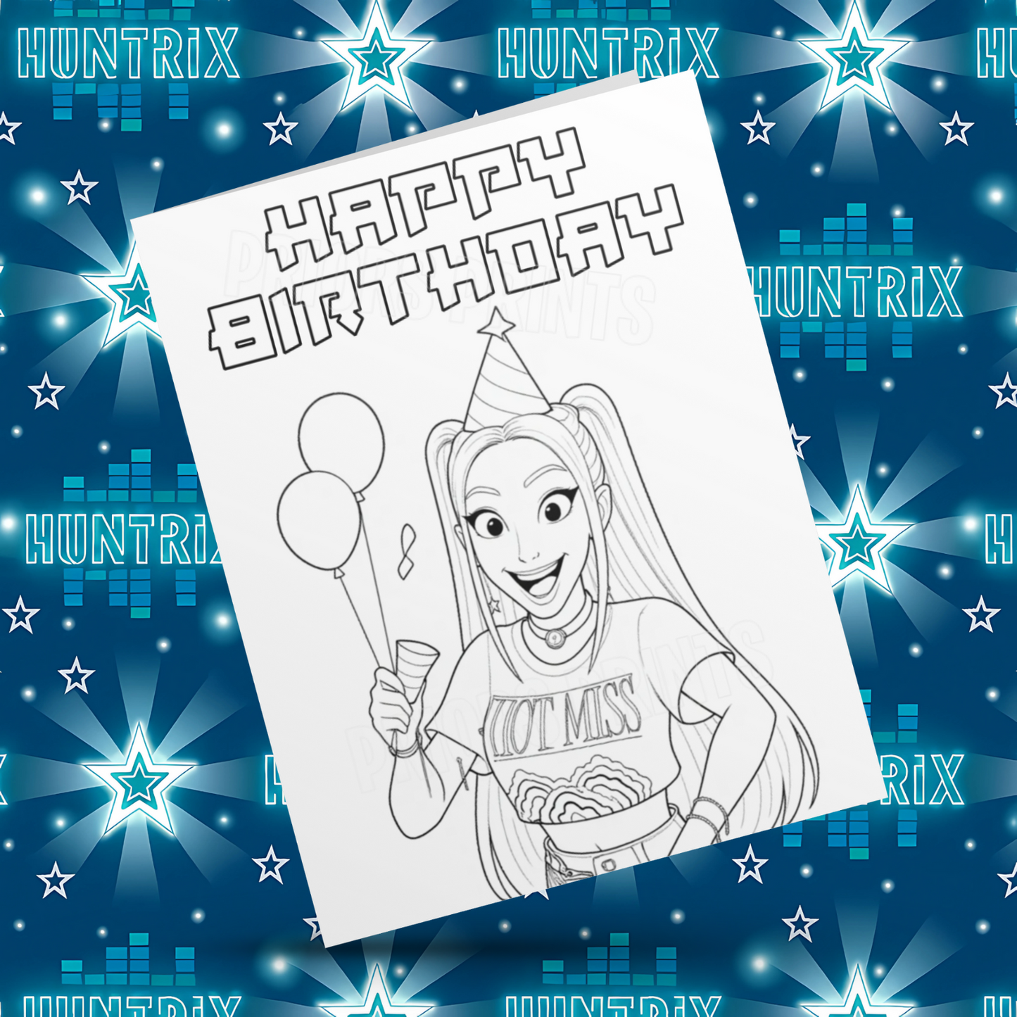 K-Pop Demon Hunters Colour Your Own Birthday Card
