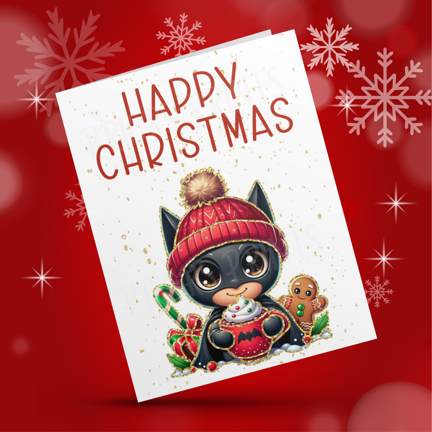Characters with Gold Outline Christmas Cards
